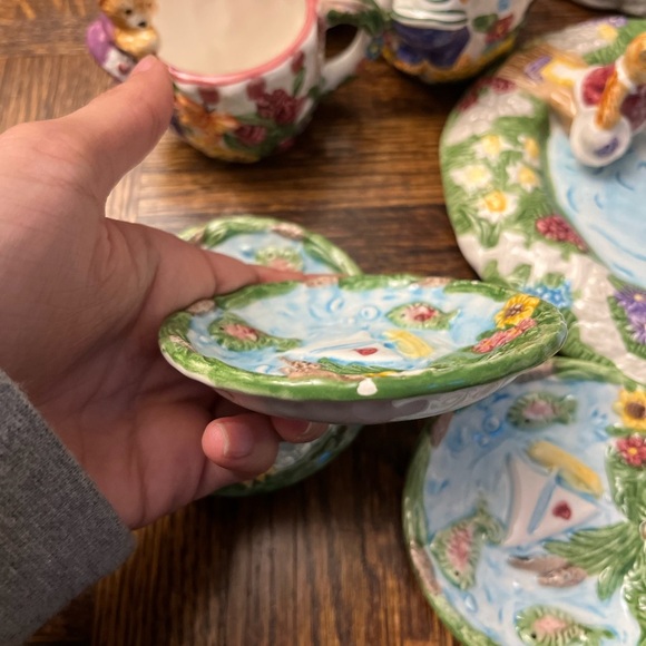 Vintage 1996 Hand-painted Children’s Teddy Bear Tea set 12-Pieces - Picture 6 of 15